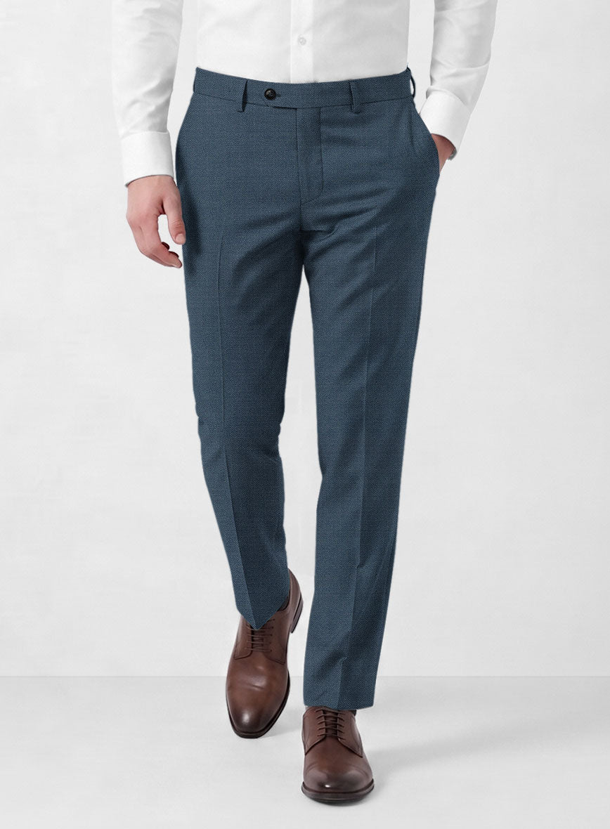 Marco Stretch Space Blue Wool Pants - StudioSuits