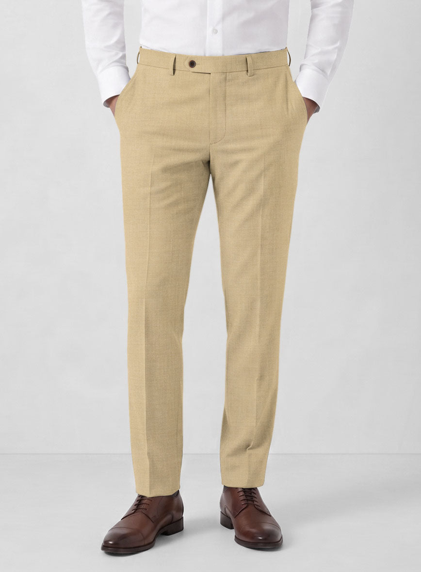 Marco Stretch Tan Wool Pants - StudioSuits