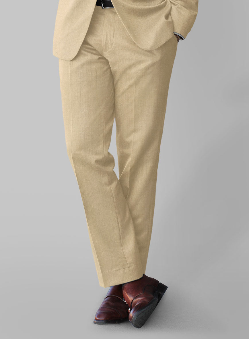 Marco Stretch Tan Wool Pants - StudioSuits