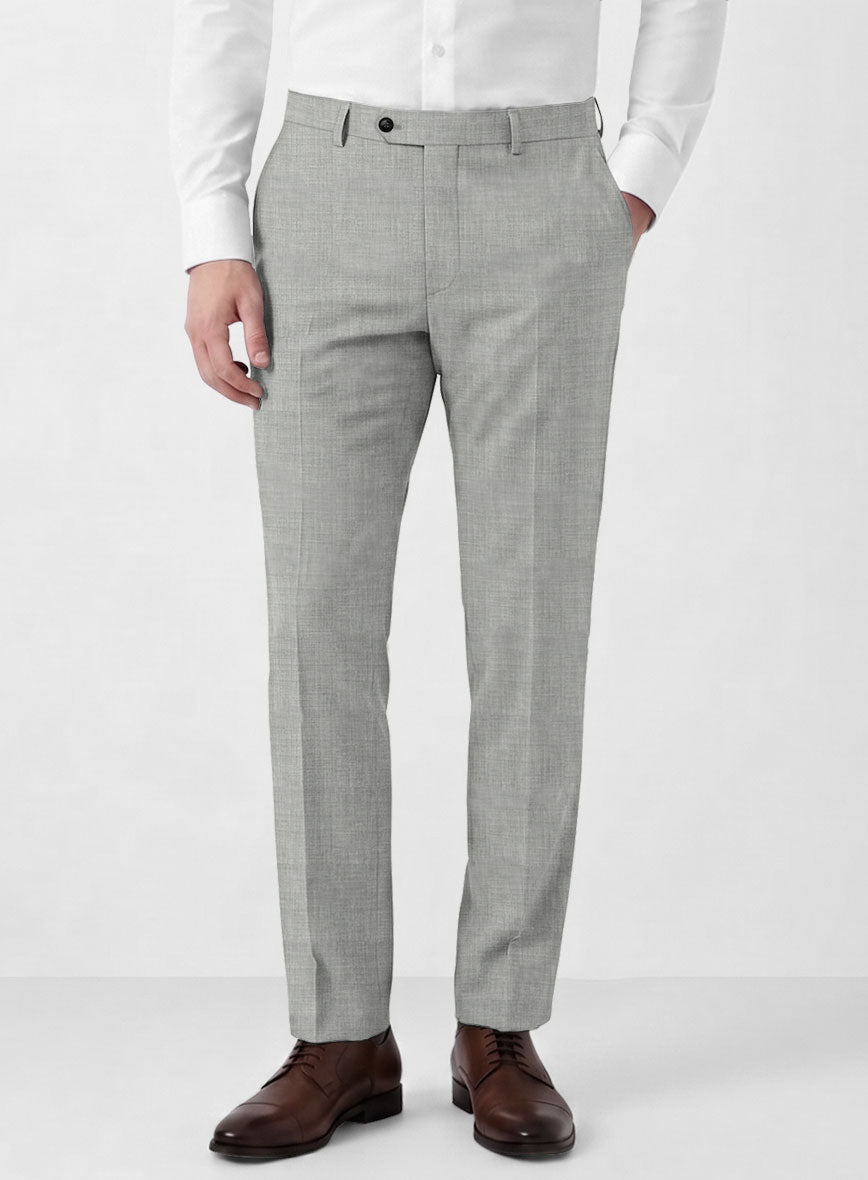 Marco Stretch Worsted Light Gray Wool Pants - StudioSuits