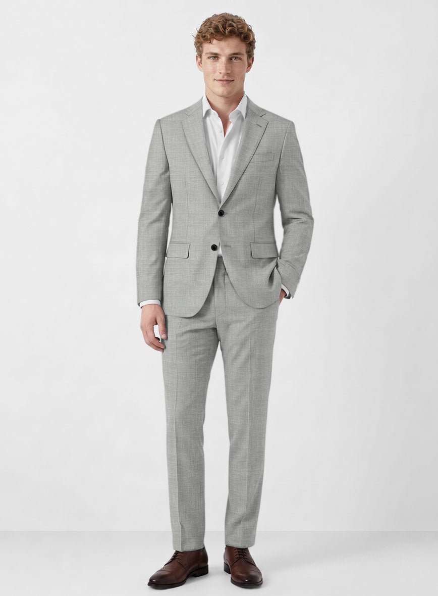 Marco Stretch Worsted Light Gray Wool Suit - StudioSuits