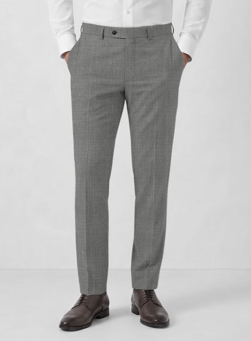 Marco Stretch Worsted Mid Gray Wool Pants - StudioSuits