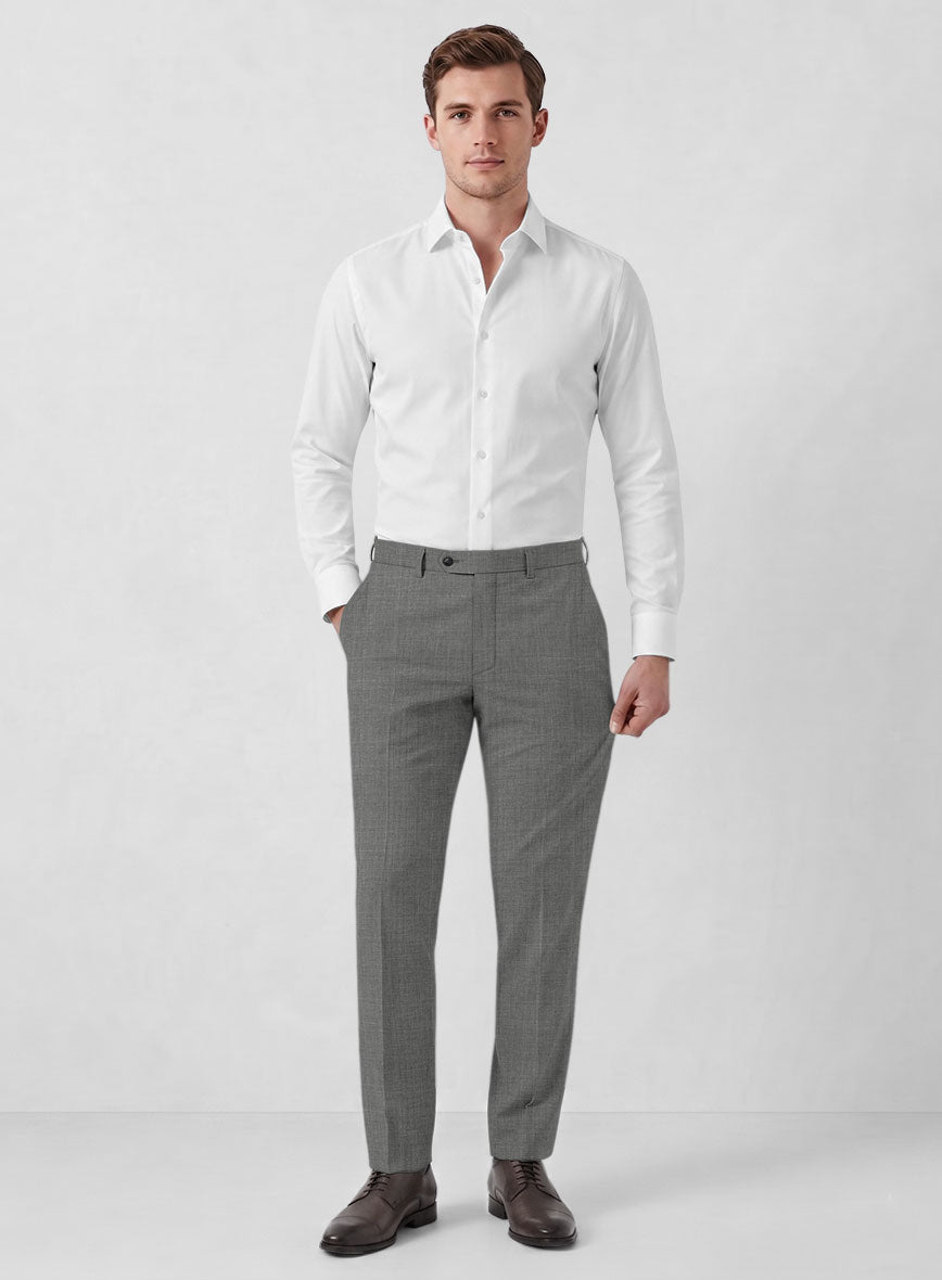 Marco Stretch Worsted Mid Gray Wool Pants - StudioSuits