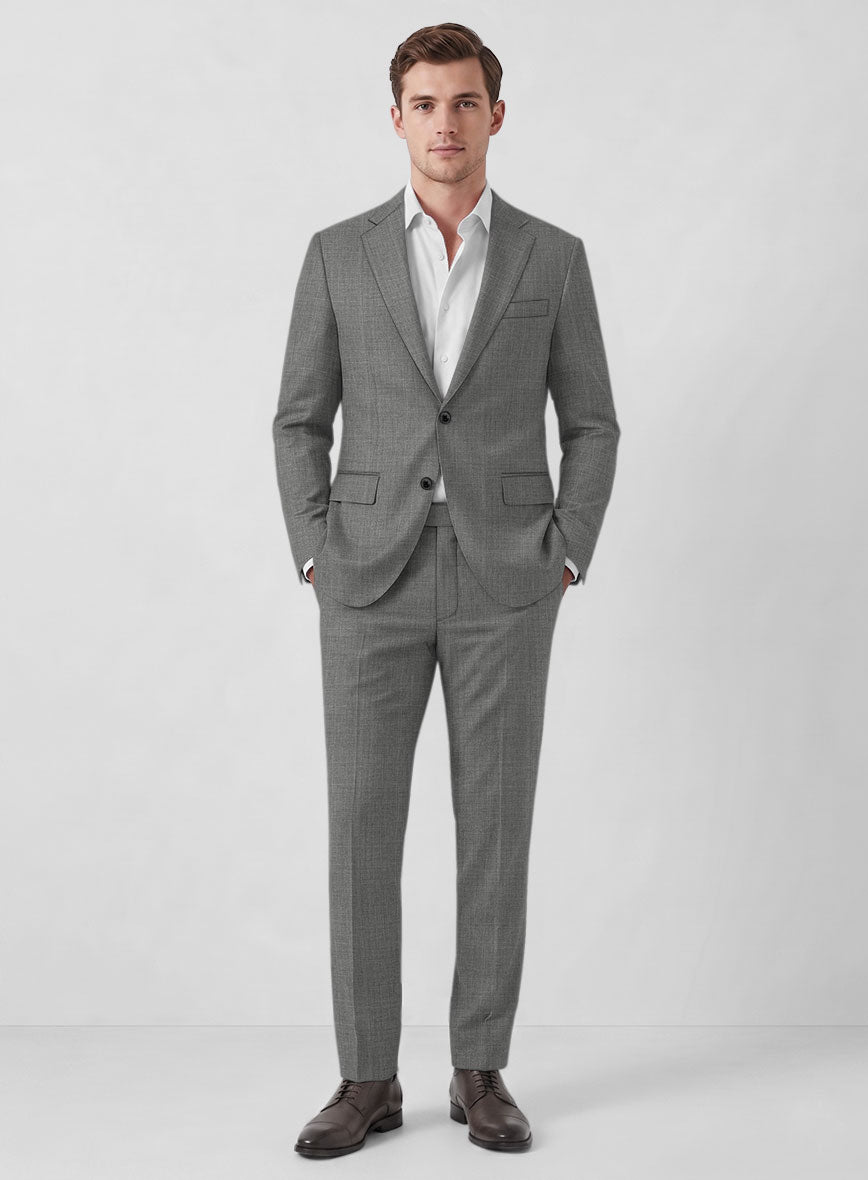 Marco Stretch Worsted Mid Gray Wool Suit - StudioSuits