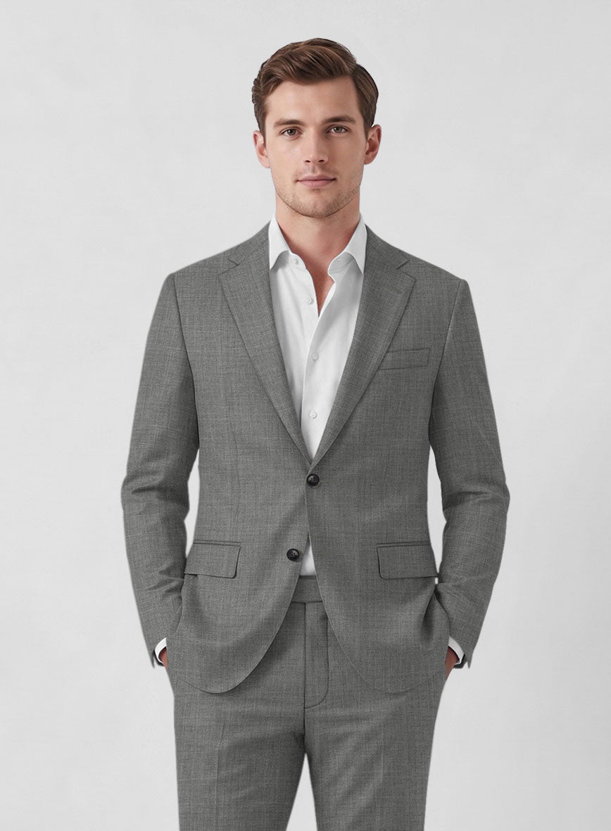 Marco Stretch Worsted Mid Gray Wool Suit - StudioSuits