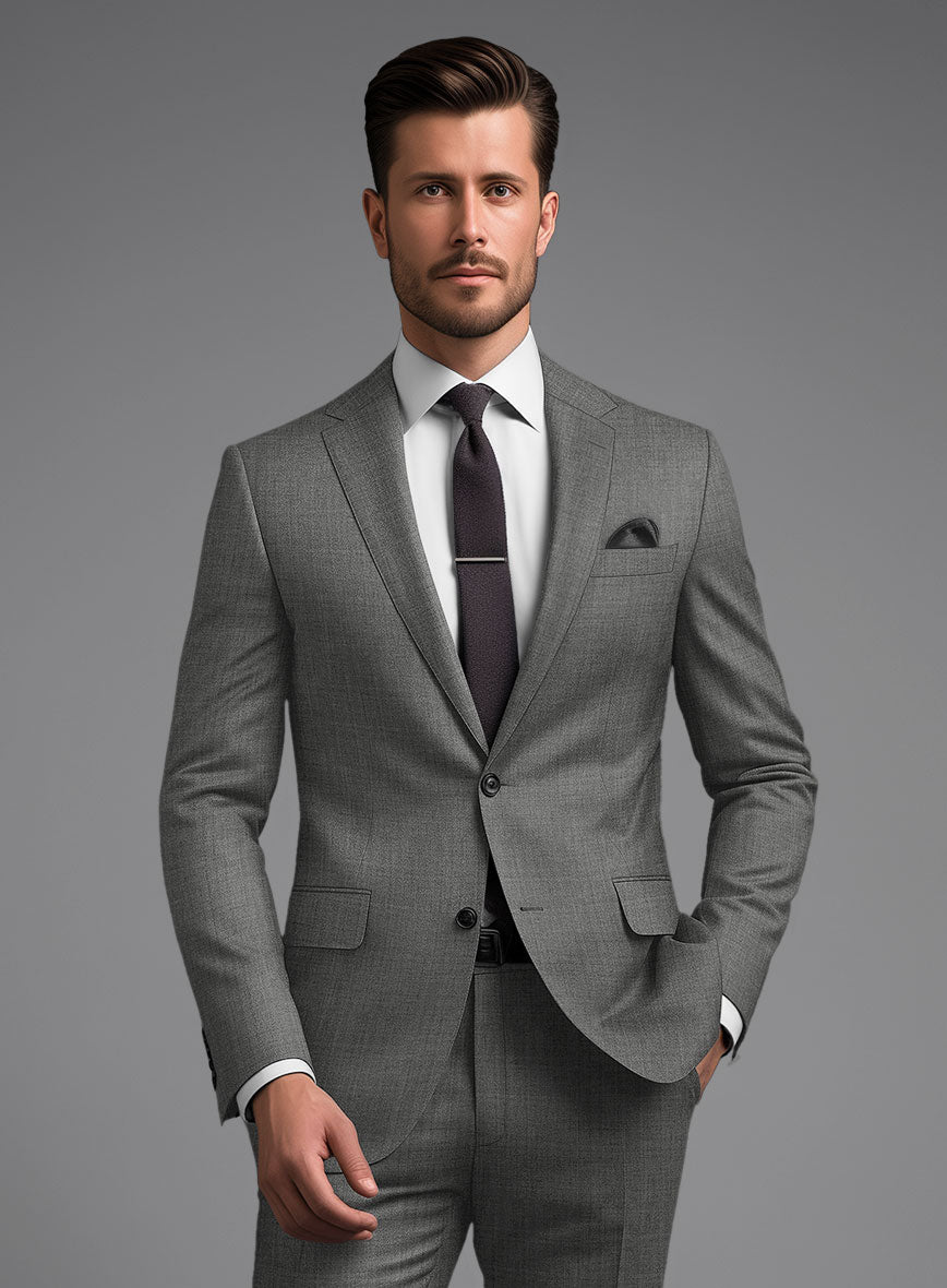 Marco Stretch Worsted Gray Wool Jacket - StudioSuits