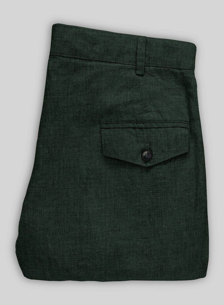 Martini Green Linen Cargo Pants - StudioSuits