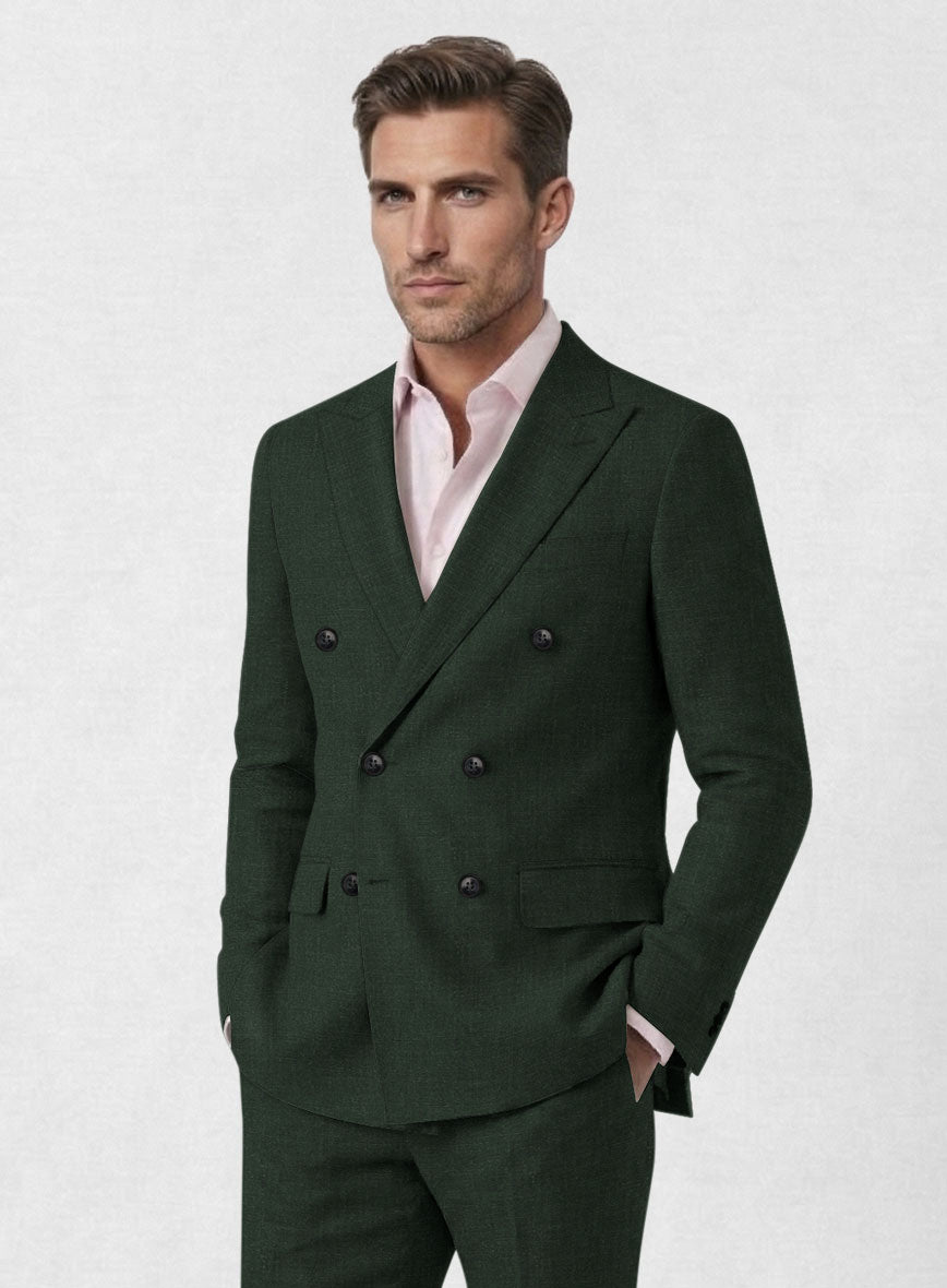 Martini Green Linen Double Breasted Jacket - StudioSuits