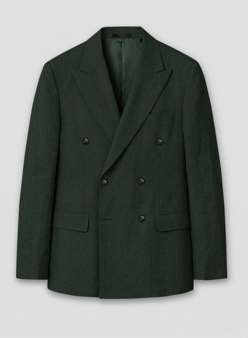 Martini Green Linen Double Breasted Jacket - StudioSuits