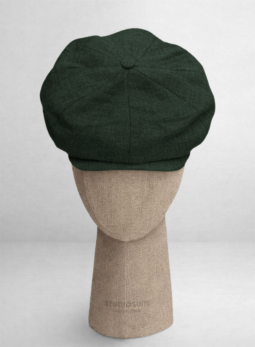 Martini Green Linen Newsboy Cap - StudioSuits