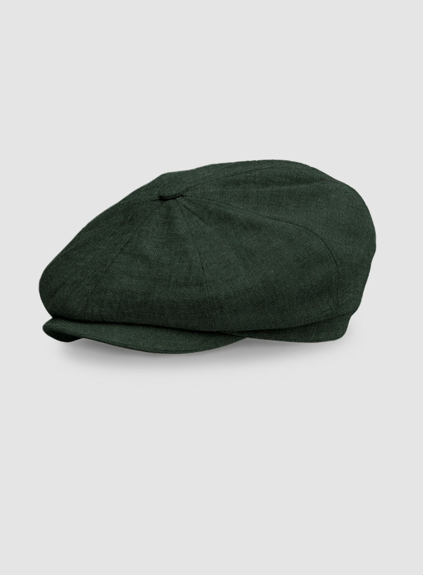 Martini Green Linen Newsboy Cap - StudioSuits
