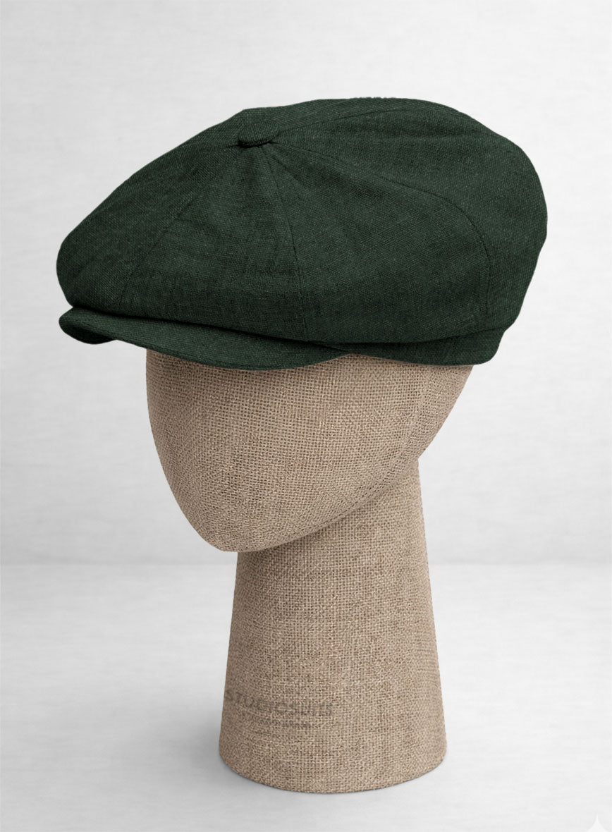 Martini Green Linen Newsboy Cap - StudioSuits