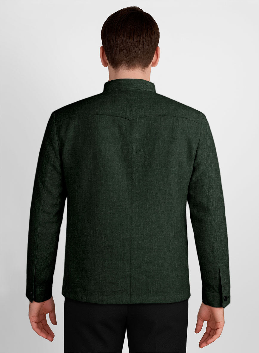 Martini Green Linen Zipper Jacket - StudioSuits