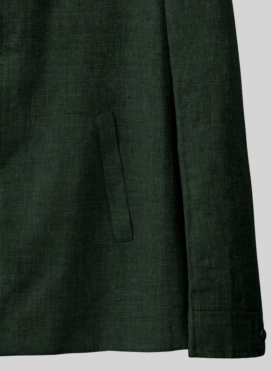 Martini Green Linen Zipper Jacket - StudioSuits