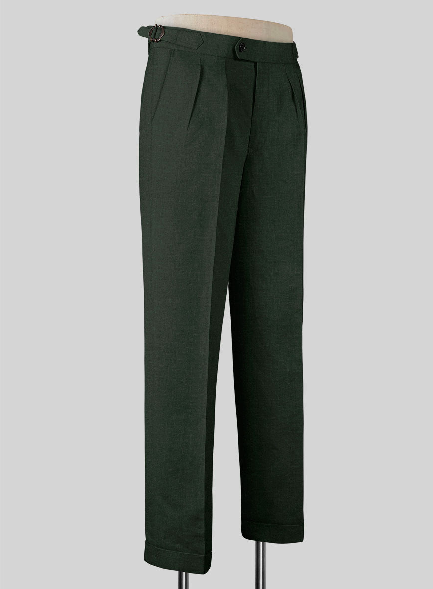 Martini Green Linen Highland Trousers - StudioSuits