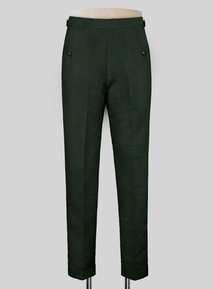 Martini Green Linen Highland Trousers - StudioSuits