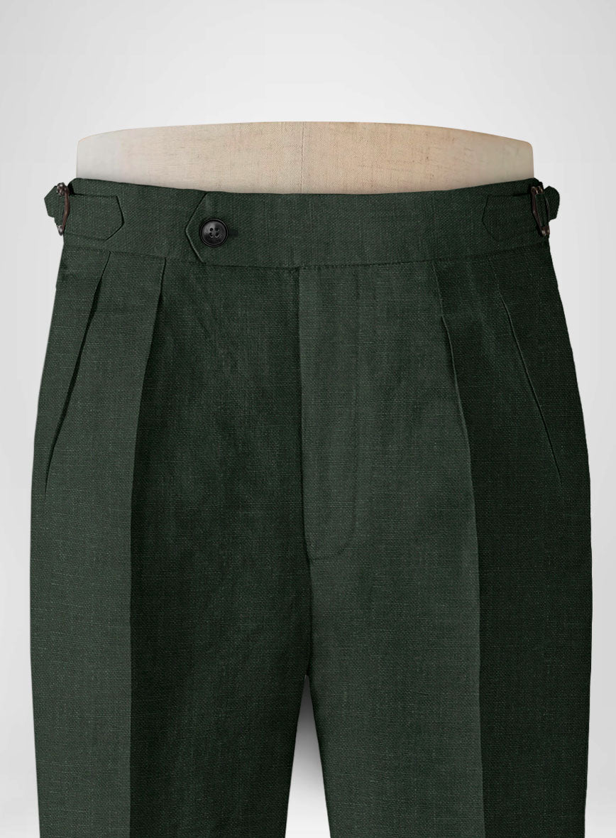 Martini Green Linen Highland Trousers - StudioSuits