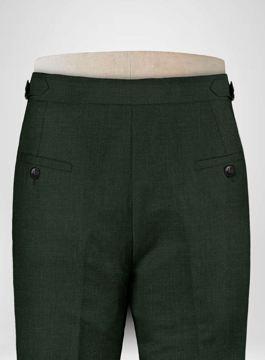 Martini Green Linen Highland Trousers - StudioSuits