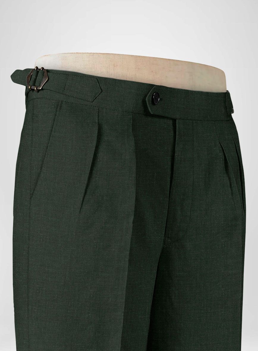 Martini Green Linen Highland Trousers - StudioSuits