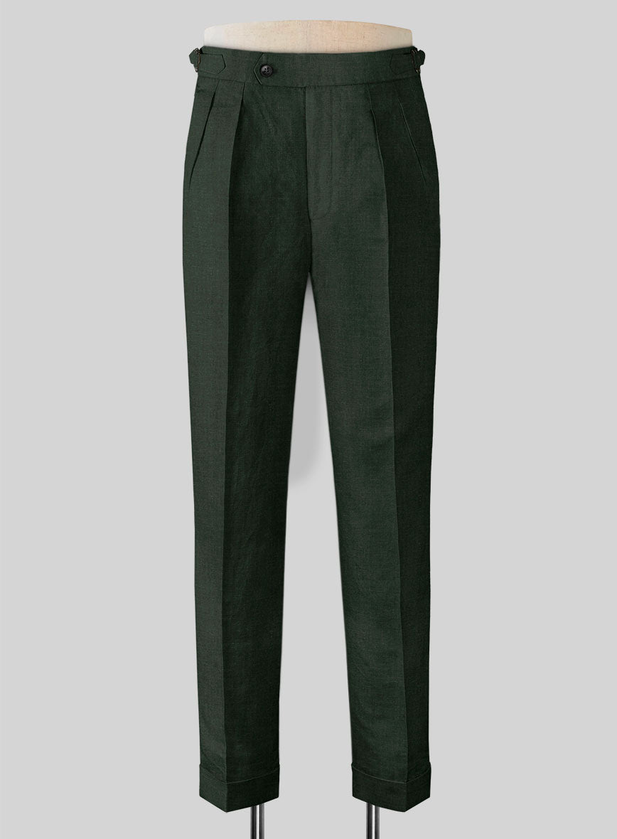 Martini Green Linen Highland Trousers - StudioSuits