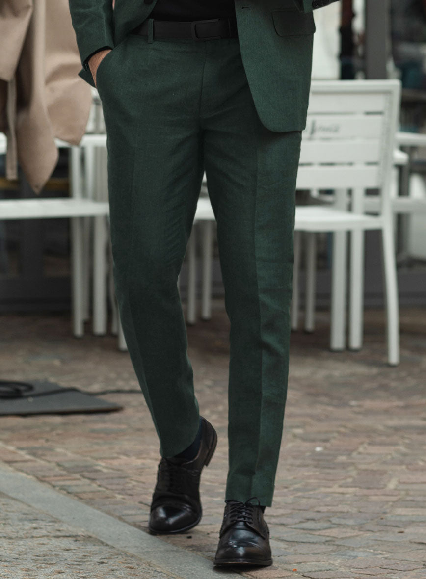 Martini Green Pure Linen Pants
