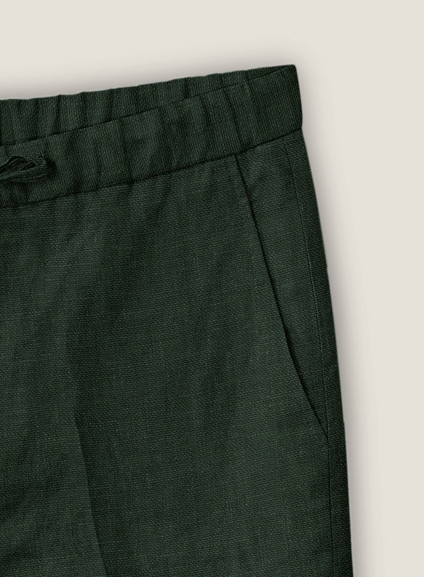 Martini Green Pure Linen Shorts - StudioSuits
