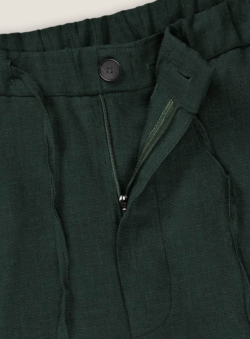 Martini Green Pure Linen Shorts - StudioSuits