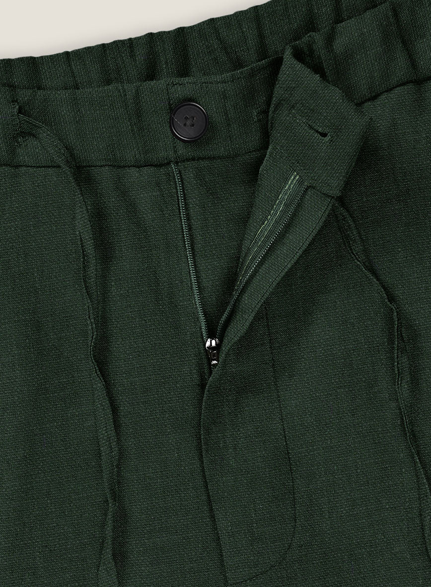 Martini Green Pure Linen Shorts - StudioSuits