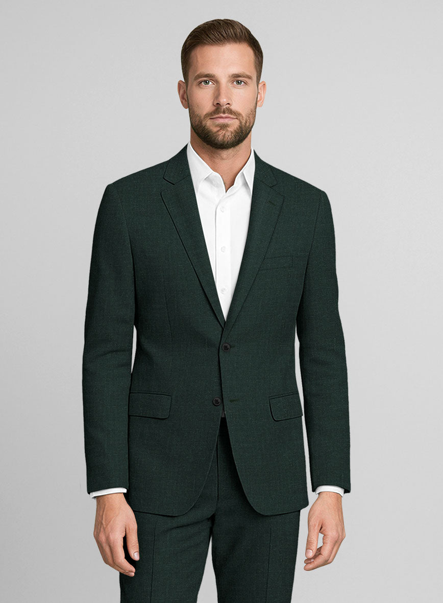 Dark Bottle Green Linen Suit - StudioSuits