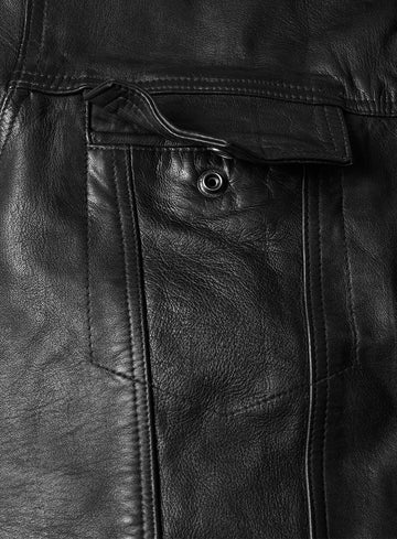Maverick Trucker Leather Jacket - StudioSuits
