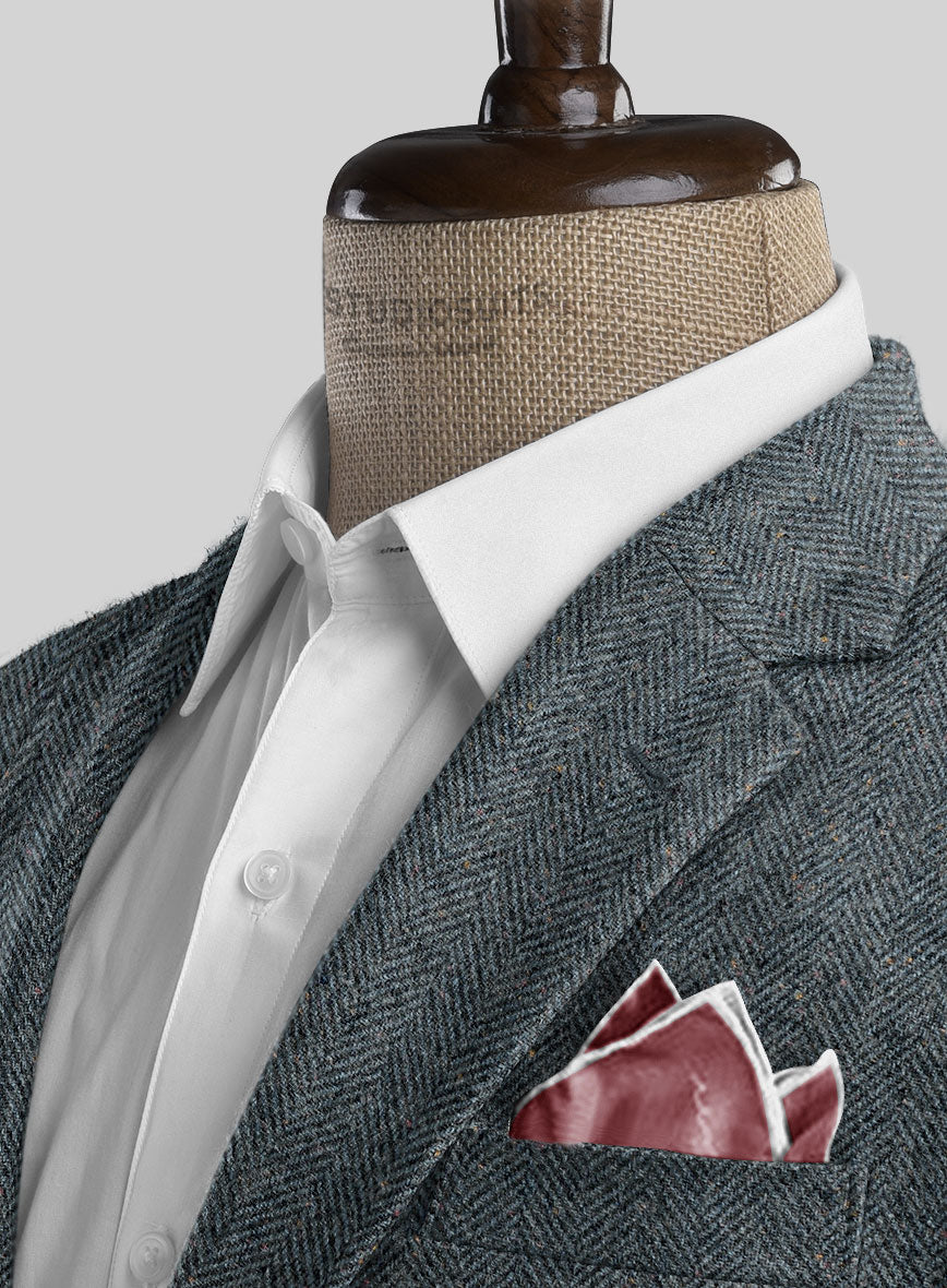 Mid Blue Herringbone Flecks Donegal Tweed Jacket - StudioSuits