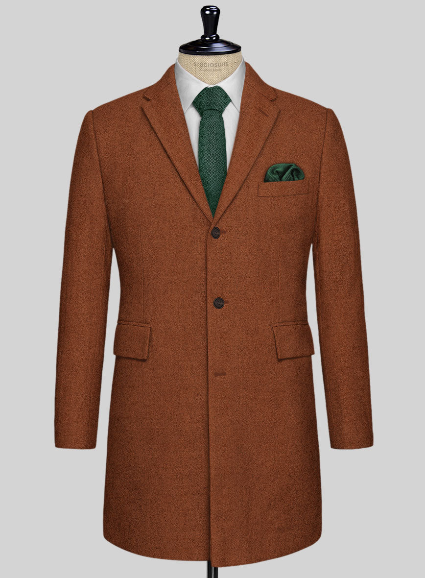 Melange Rust Tweed Overcoat - StudioSuits