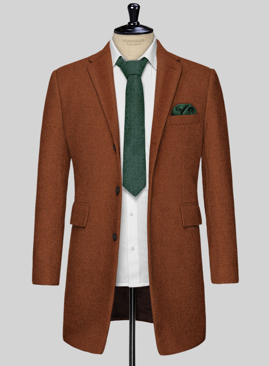 Melange Rust Tweed Overcoat - StudioSuits