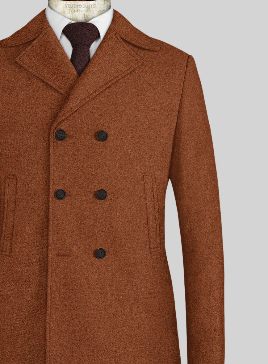 Melange Rust Tweed Pea Coat - StudioSuits