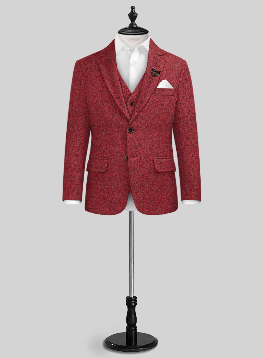 Melange Titan Red Tweed Boys Suit - StudioSuits