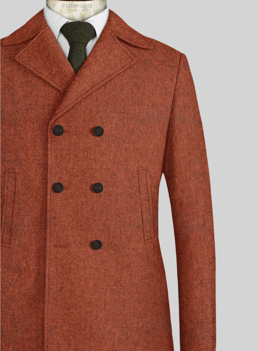 Melange Titan Rust Tweed Pea Coat - StudioSuits