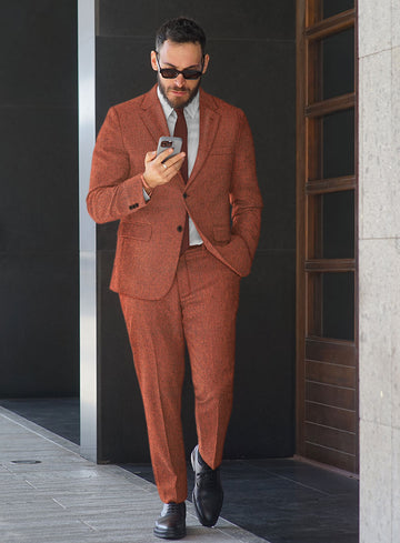 Melange Titan Rust Tweed Suit - StudioSuits