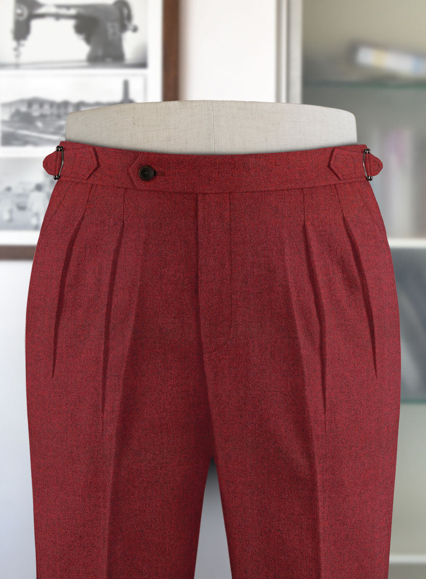 Melange Titan Red Highland Tweed Trousers - StudioSuits