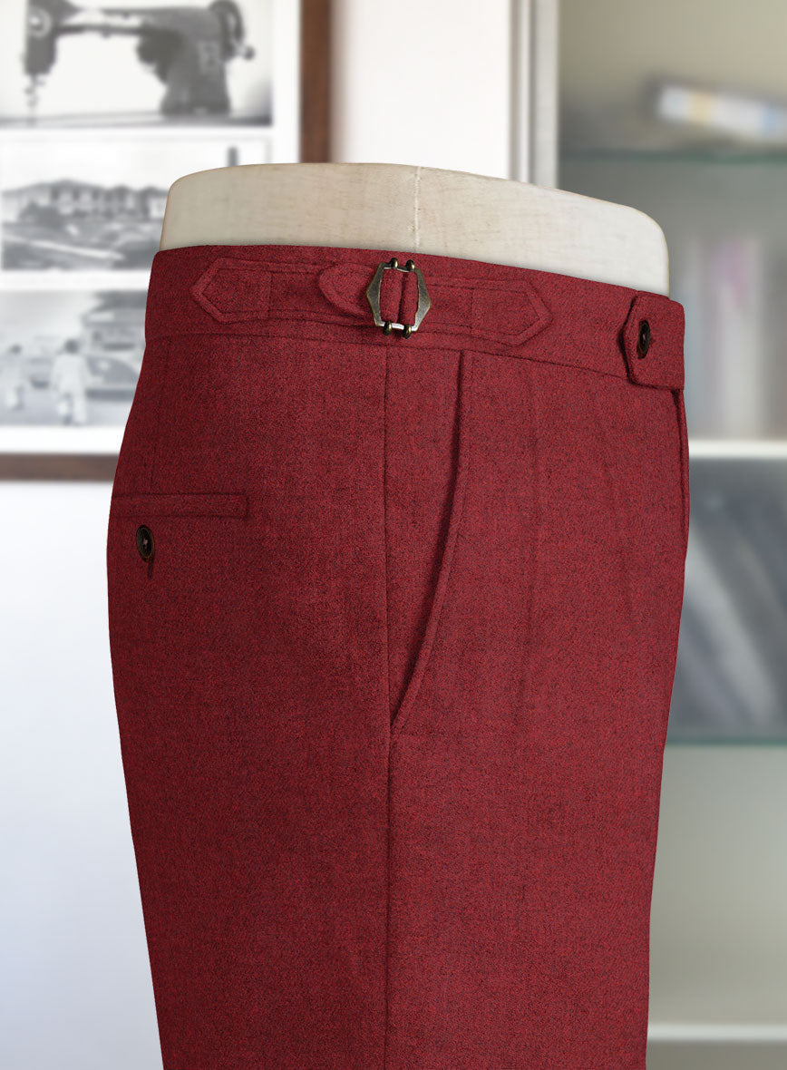 Melange Titan Red Highland Tweed Trousers - StudioSuits