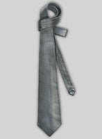 Metallic Lurex Gray Leather Tie - StudioSuits