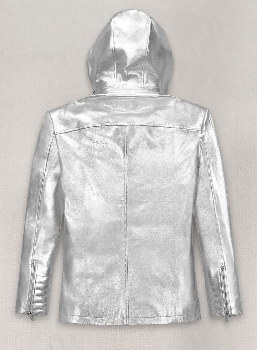 Metallic Moonlight Silver Leather Jacket – StudioSuits