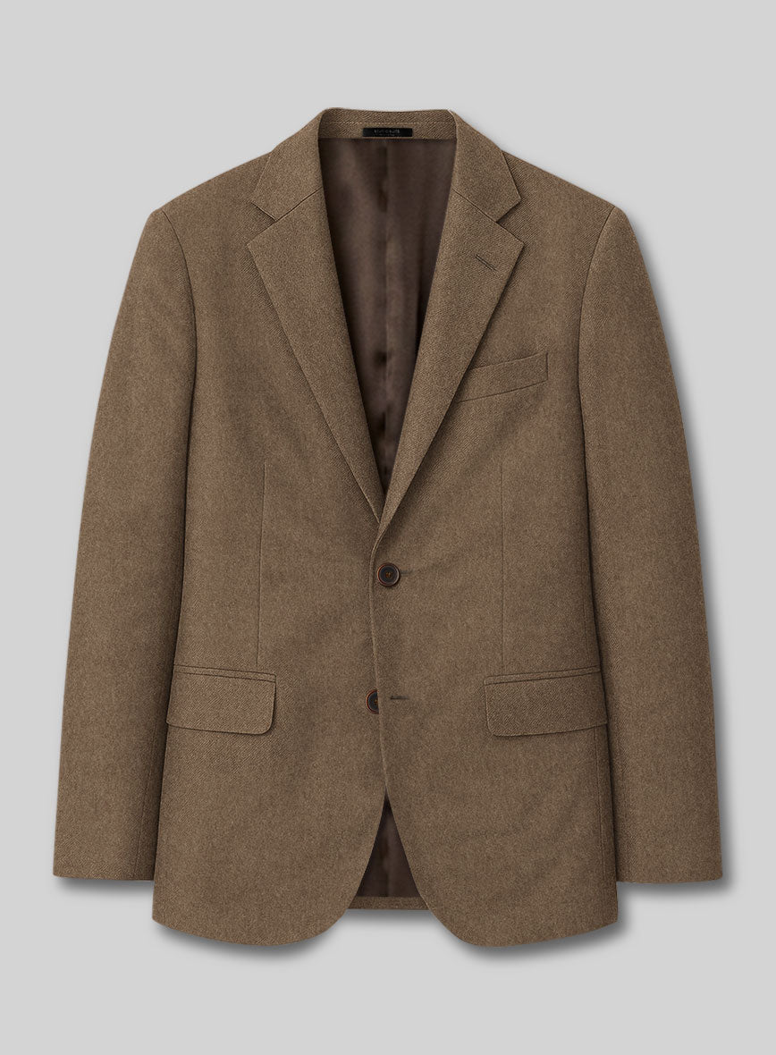 Mid Brown Flannel Wool Jacket - StudioSuits