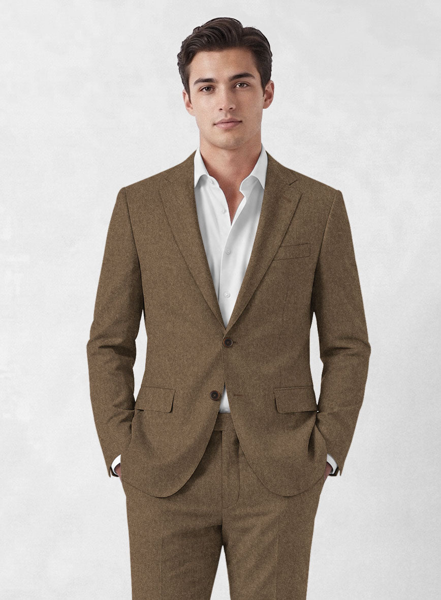 Mid Brown Flannel Wool Jacket - StudioSuits
