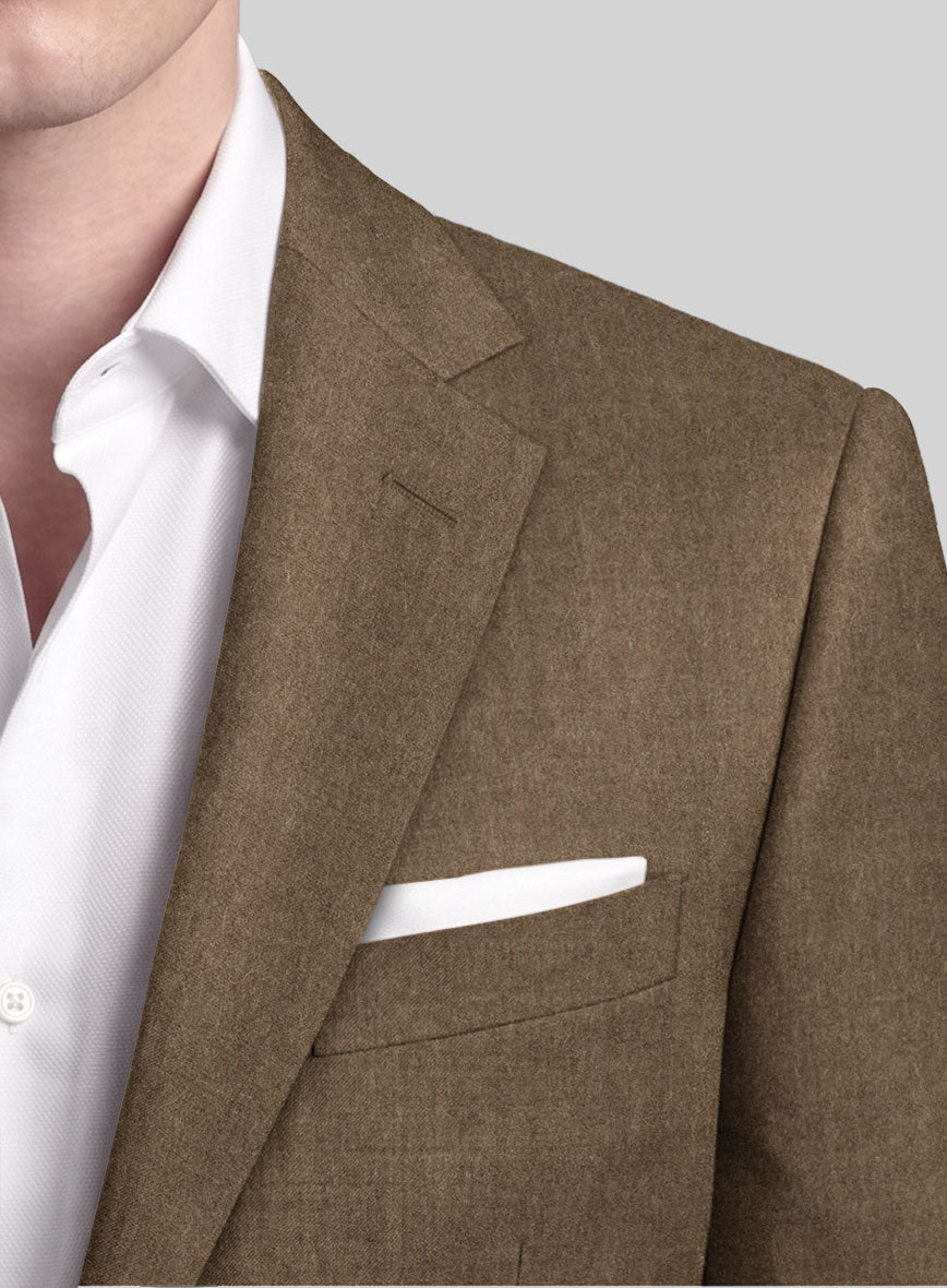 Mid Brown Flannel Wool Jacket - StudioSuits