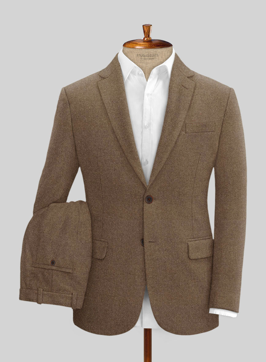 Mid Brown Flannel Wool Suit - StudioSuits