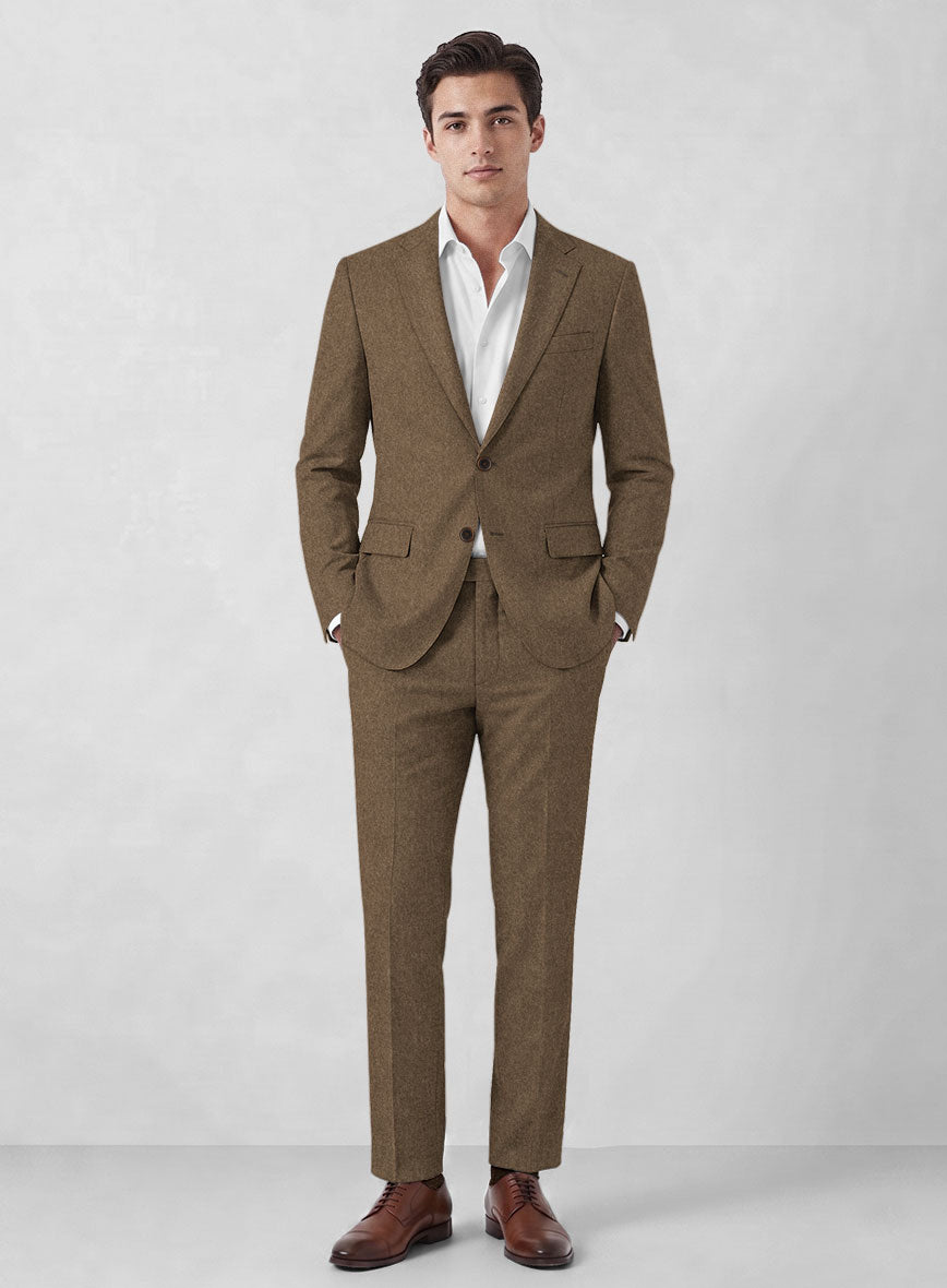 Mid Brown Flannel Wool Suit - StudioSuits