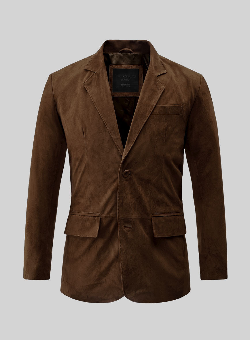 Mid Brown Suede Leather Suit - StudioSuits