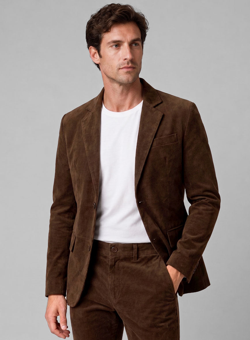 Mid Brown Suede Leather Suit - StudioSuits