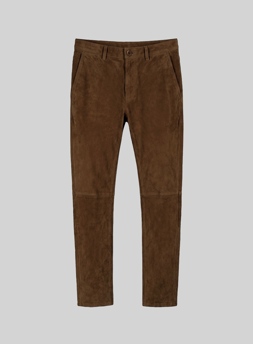 Mid Brown Suede Leather Suit - StudioSuits