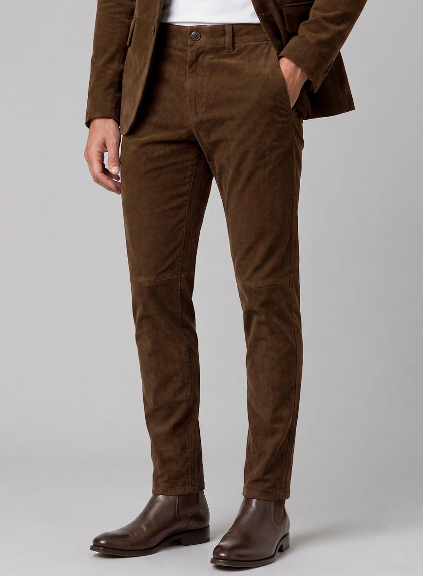 Mid Brown Suede Leather Suit - StudioSuits